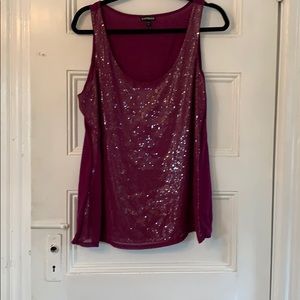 Purple sequin tank top. Express.